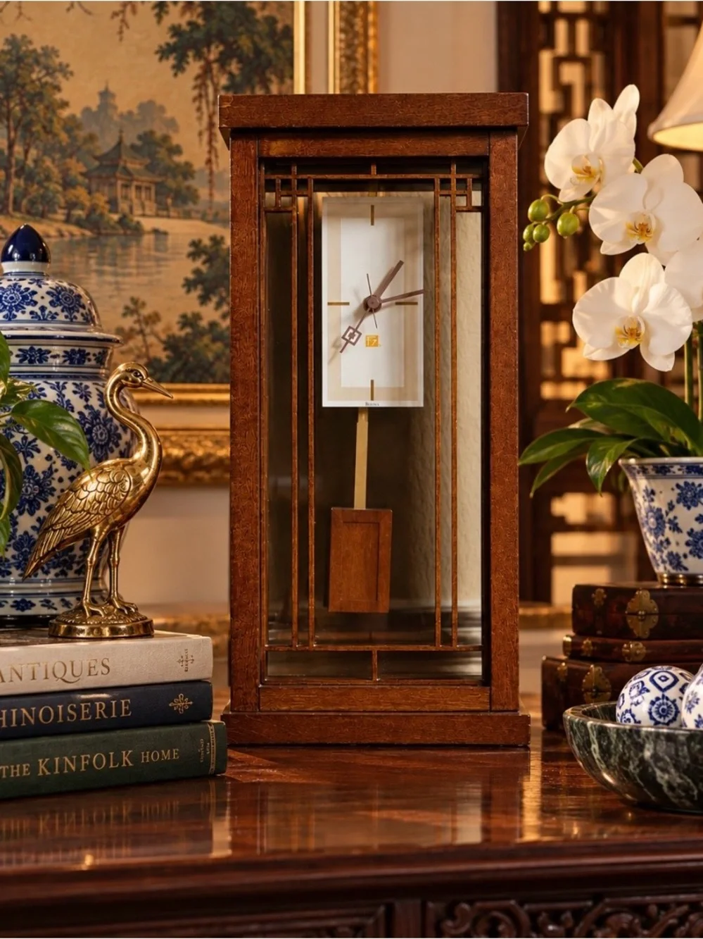 Bulova B1852 Frank Lloyd Wright Collection Wood Pendulum Clock